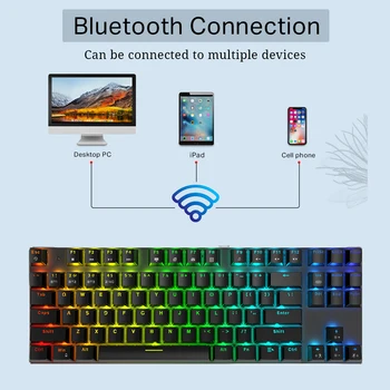 Žaidimų Mechaninė Bluetoot Klaviatūros 68/87 Klavišus su Bluetooth/2.4 Ghz/USB RGB Apšvietimu Mėlyna raudona Ruda Jungiklis duoti telefoną, planšetinį