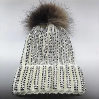 Kepurės Žiemą Šiltas Lauko Moterų Kalnų Krištolas Storų Vilnonių Siūlų Megzti Skrybėlę Beanie Kepurė