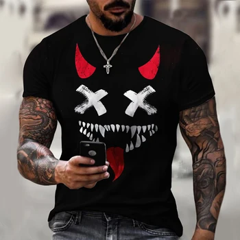 Vasaros Naują Stilių 3D Spausdinimo XOXO Smiley Veido Grafinis T-shirt Gatvės Mados Atsitiktinis Marškinėlius Vyras O-kaklo, Negabaritinių marškinėliai