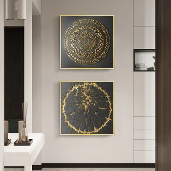 Drobė, Tapyba, Modernus Juodojo Aukso Prabangos Plakatas Geometrinės Abstrakcijos Sienos Meno Nuotrauką gyvenamojo Kambario, Apdaila, Namų Deco