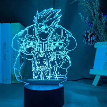 Kakashi Lampe Anime Pav Kambario Dekoro 3D Iliuzija Nuotolinio Led Nakties Šviesos Stalo Lempos Jungiklis Atmosfera Dovana Vaikams Lašas Laivybos