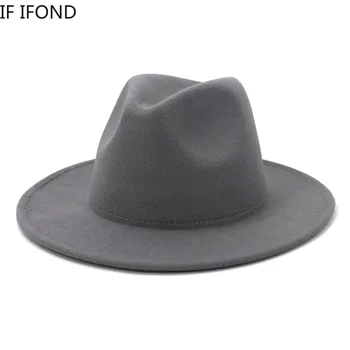 Didmeninė Naujas Dvipusis Spalvų Vilnos Džiazo Fedora Skrybėlės Moterims, Vyrams, Panama Vintage Hat