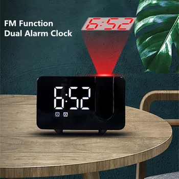 Naujas Skaitmeninis LED Laikrodis-Žadintuvas Daugiafunkcinis Smart Projekcija Laikrodis-Žadintuvas su FM Radijo ryšio/Mobiliųjų Telefonų Įkrovimo Namuose Staliniai Laikrodžiai