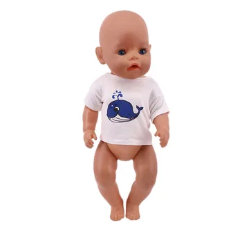 Lėlės T-Shirt Animacinių filmų Spausdinimo Modelis Kačių 43Cm Baby Atgimsta&18Inch Merginos Amerikos,Mūsų Kartos Drabužius Kūdikiui Daiktų,Žaislų Vaikams