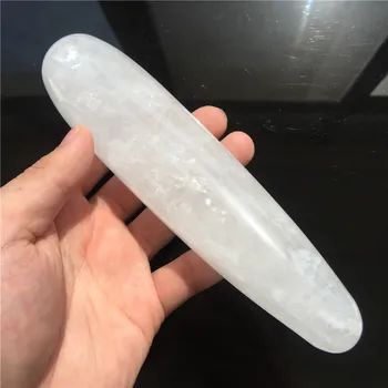 18cm Natūralus Baltas kvarco kristalo lazdelė ranka raižyti masažas stick gydymo kristalas brangakmenio yoni lazdelė