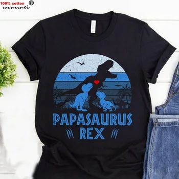 Papasaurus Rex Marškinėliai Tėtis Tėvas Dinozaurą T-rex Tee Tėvo Diena Unisex S-3XL
