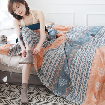 Japonijos geometrinės linijos mesti antklodę medvilnės vieną dvigubą marlę vasaros kietas, antklodė minkšta antklodė poilsio namų dekoro boho