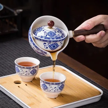 Keramikos Arbatinukas Su medžio Rankena Šoninės rankenos Puodą Namų Kung Fu Oolong Filtras Arbatos gamintojas Kūrybos Juodosios Keramikos Teaware Dovanos