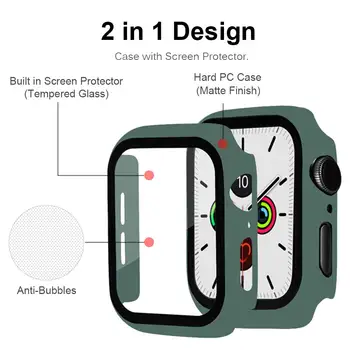 Dangtelis Apple Laikrodžių atveju, 44mm 40mm 42mm 38mm Grūdintas Stiklas Screen Protector+Apsauginis Bamperis PC Padengti iwatch serija 5 4 6 se