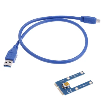 60cm USB 3.0 Mini PCI-E PCIe PCI Express 1x iki 16x Extender Riser Card Adapter Išplėtimo Kabelis Bitcoin BTC Miner Kasyba