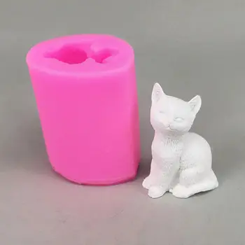 3D Mielas Mažas Katė Gyvūnų Silikono Žvakių, Muilo Pelėsių Šokolado Molio Amatų Formos Tortas Pelėsių Dekoravimo Meno Priemonės, Žvakės Priėmimo