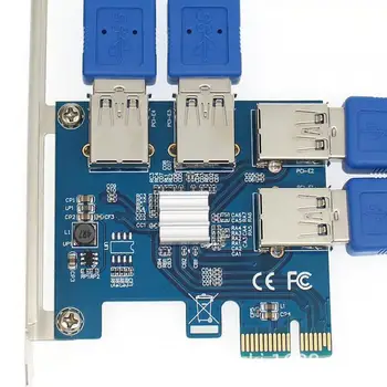 PCI-E, USB Adapteris, 1 Posūkis 4 PCI-Express Lizdas 1x 4x 8x 16x USB 3.0 Specialaus Stovo Kortelės Extender 