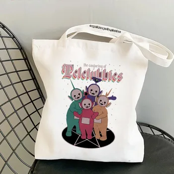 Teletubbies spausdinimo didelės talpos pirkinių krepšys naujas mielas ir įdomus drobės rankinėje mados moterų maišelį kolegija stiliaus pečių maišą