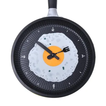 Naujas Keptuvėje Laikrodis su Kepta Kiaušinių - Naujovė Kabinti Virtuvės Kavinė Sieninis Laikrodis Virtuvė - Geltona