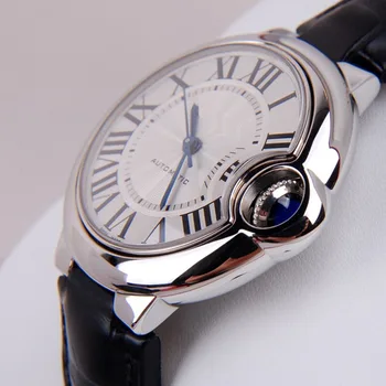 Elegantiškas Ponios Viršų Prabangus Automatinis laikrodis Moterims, Safyro Stiklas, Mechaninis Laikrodžius natūralios Odos Ženklo Moterų Laikrodis 33mm