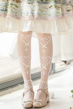 Lolita kojinės moteriškos vasarą kojinės plonos blauzdos kojinės virš kelio moteris Lolita Japonijos Harajuku lankas meilės spotus kojinės