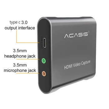 Acasis 4K 1080P HDMI Video Capture Card USB 3.0 HD Diktofonas, Žaidimų Vaizdo Transliacija Suderinama PS4 Xbox PC Jungiklis