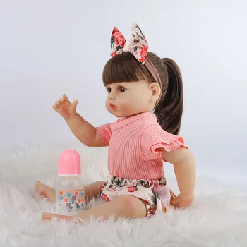55cm Mielas Reborn Baby Doll, Tiesūs Kirpčiukai Lankas Staigius Vinilo Galima Plauti Gimtadienio ir Kalėdų Dovana