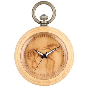 Kišeninio Laikrodžio Modelis Dial Bambuko Kišenėje Žiūrėti Grubus Grandinės Pakabukas Žiūrėti Moterų, Vyrų, Laikrodis ant grandinės