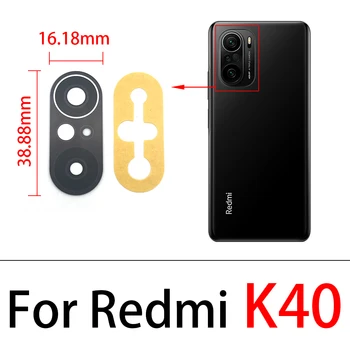 20Pcs Atgal Galinio vaizdo Kamera, Stiklinis Lęšis su Klijais Remontas, Atsarginės Dalys Xiaomi Redmi K30 K40 PocoPhone POCO X2 X3 F2 F3 5G Pro F1