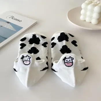 Japonijos juoda plona siuvinėjimo Kojinės moterų Kawaii mielas animacinių filmų karvė Moterų kojinės korėjos versija saldus Asakuchi Mergautinė Kojinės