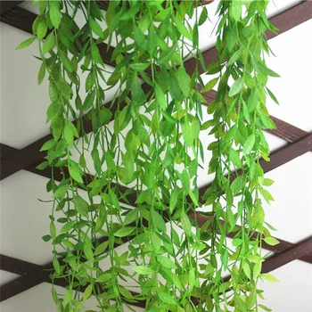Imixlot Penki Šakių Willow Dirbtiniai Augalai Žalia Augalų Siena Rotango Netikrą Lapai Plastiko Rotango String Dirbtinių Augalų