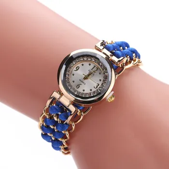 Moterų Laikrodžiai Kristalų Diamond Laikrodis Mezgimo Virvę, Watchs Grandinės Vingiuotų Kvarcinis Analoginis Judėjimas Riešo Žiūrėti Damen Uhren F3