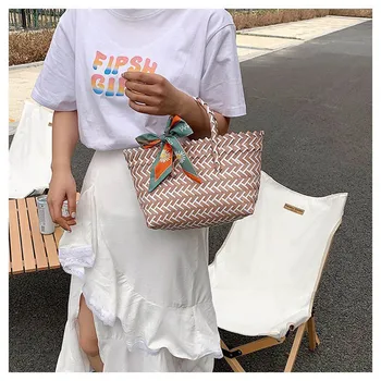 Aukštos kokybės audiniai krepšys rankų darbo atsitiktinis daržovių krepšelis moterų 2021 naujas paprastas retro pirkinių krepšys tote bag