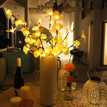 Modeliavimo Dirbtinė Gėlė Orchidėja, Filialas, LED Nakties Šviesos Vaza Užpildas Gėlių Fairy Žibintai, Vestuvių Valentino Šaliai Dekoro