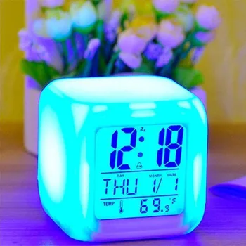 7 Spalvų LED Keisti Skaitmeninės Žėrintis Žadintuvas Naktį Šviesos, Miegamojo, Vaikų, KARŠTO Skaitmeninis Laikrodis-Žadintuvas Elektroninių Dalykėlių