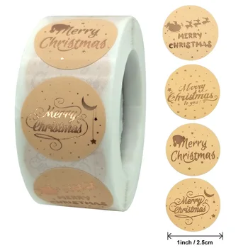 Linksmų Kalėdų Lipdukai Aukso Štampavimo Kalėdų Etiketės, Vaikų Dovanų Parduotuvė Dekoro Gaminio Pakuotės, Lipdukai, Etiketės 50-500pcs