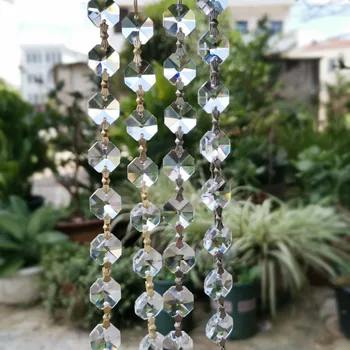50cm Crystal Prism, skaidraus Stiklo Šviestuvo Dalys Aštuonkampis Rutuliukų Grandinė Kabo Suncatcher Statulėlės Namų Vestuvių Langų Dekoro Amatai
