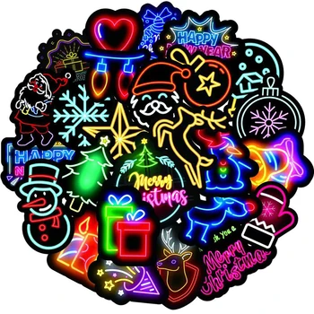 10/30/50PCS Neon Kalėdų Animacinių filmų Lipdukai Riedlentė Šaldytuvas Nešiojamas Motociklo Kelionės Bagažo Klasikinis Žaislas, 