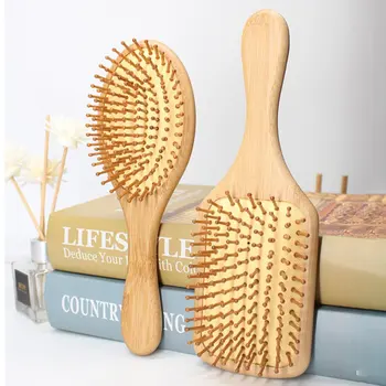 Medžio Masyvo Irklas Hairbrush Su Medienos Šeriai Masažuoti Galvos Odą, Plaukų Kirpimo Ir Masažo Aikštėje Šukos Plaukų Šukos