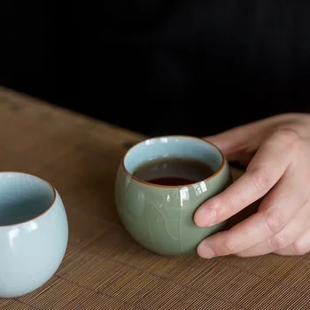CHANSHOVA 120ml skersmens Tradicinės Kinų Stiliaus Crackle Krosnies keitimas Keramikos arbatos puodelio Kavos Puodelį, Kinija Ru Krosnies Porceliano Arbatos rinkinys H496