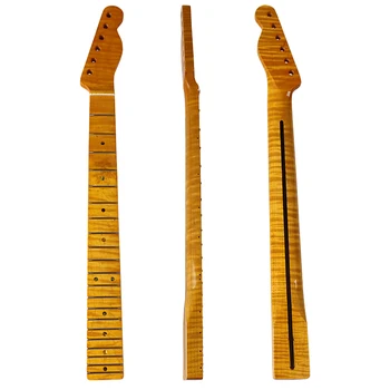Aukštos klasės TL elektrinės gitaros kaklo, vieną Kanados klevų liepsna gitaros kaklo 21 frets tele gitaros kaklo blizgančios 5.6 cm plotis