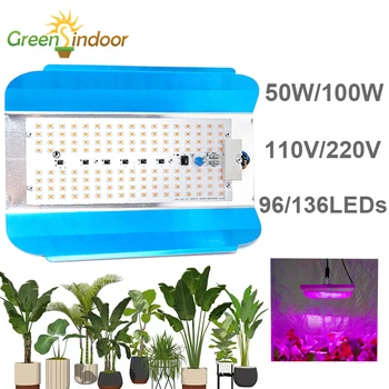 Led Grow Light Patalpų Visą Spektrą Phytolamp Augti Lempos Augalai, Sodinukai, Gėlių, Daržovių Auginimo Hydroponics 50W 100W