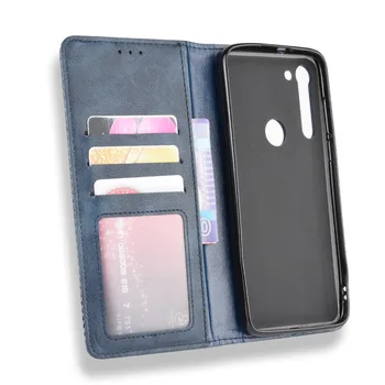 Retro Flip Book Odos Padengti Motorola Moto G8 Galios Vieną Hyper Magnetinio apversti piniginės atveju, Moto E6 Žaisti Makro telefono krepšys
