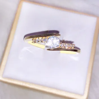 Fine Jewelry Prabanga Aukso Vestuvių Juostas, Žiedus Moters 14 KARATŲ Geltonasis Auksas Biuras Deimantiniai Žiedai Užpildyti Moterų Dalyvavimas Poroms