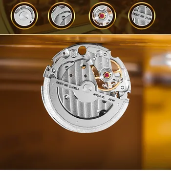Holuns Automatinis laikrodis Japonijoje MIYOTA 827S Vyrų Mechaninė Verslo Laikrodžiai, Nerūdijančio Plieno, atsparus Vandeniui 100M Laikrodžiai Vyrams