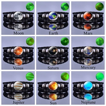 Žėrintis Saulės Sistemos Apyrankę Saulės Sistemos Planeta Papuošalai Mėnulis, Marsas, Žemė, Saulė, Merkurijus Jupiteris, Neptūnas Venera Saturnas Apyrankes Vyrams