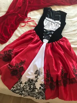 Pasakų Knygelėse Little Red Riding Hood Kostiumas Fantasia Helovyno Cosplay Fancy Dress Ilgai Cape