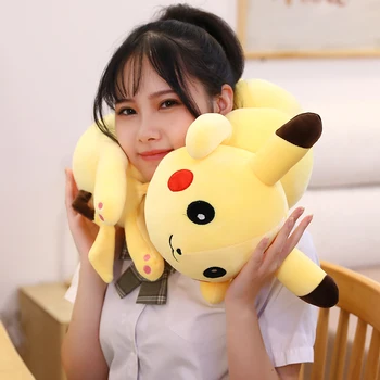 Labai Ilgas Big Pikachued Pagalvę Pokemoned Pliušinis Lėlės Kawaii Daugiafunkcį Įdaryti Žaislas Anime Geltonos Pagalvėlės Stebina Dovana