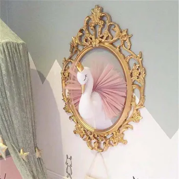 Mielas Apdailos 3D Aukso Karūną Swan Lėlės Įdaryti Žaislas Gyvūnų Galvos, Sienų Dekoras Vaikų Kambarį, Gimtadienio, Vestuvių Dovana Darželio Kambarys