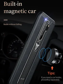 Už Xiaomi 10 Pastaba Lite CC9 Pro POCO X3 Atveju Magnetinio Automobilių Prabangus Odinis Telefono Dangtelį Redmi Mi Pastaba 8 Pro 