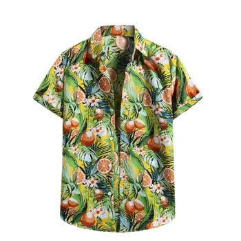 2021 Vasaros Mens Havajų Marškinėliai Atogrąžų Vaisių Atspausdintas Trumpas Rankovės Atsitiktinis Havajai Paplūdimio Gėlių Marškiniai Plius Dydžio vyriški Marškiniai