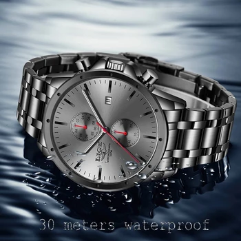 2021 LIGE Naujas Wacthes Vyrų Watch Laikrodis Prabanga Top Brand Karinės Kvarciniai Laikrodžiai Chronograph Mens Vandeniui Sporto Laikrodis+Box