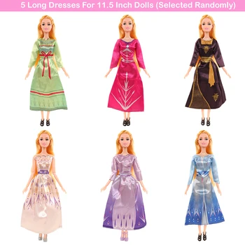 20 Daiktų/set Lėlės Drabužių Priedai Dienos Aprangą 5 Ilga Suknelė + 5 Trumpą Suknelę + 10 Batus Lėlių Aksesuaras Barbie Žaislai