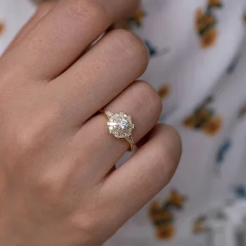 NPKDS Moterų Kristalų Cirkonis Akmuo Žiedas Prabanga Geltonos Aukso Spalvos Vestuvės Vestuvinis Žiedas Elegantiškos Mados Žiedai Moterų Papuošalai
