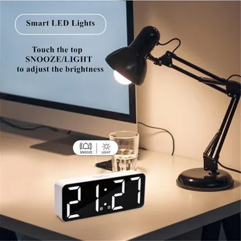 Skaitmeninis Laikrodis-Žadintuvas 2 Signalizacijos Atidėti Elektroninis LED Laikrodis 3 Rodymo Režimai 12/24 Valandų Su Apšvietimu Stalo Laikrodį Už Kambarį